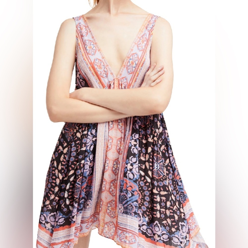 Intimately Free People Gypsy Colorful Bohemian Trapeze Slip Dress Size XS